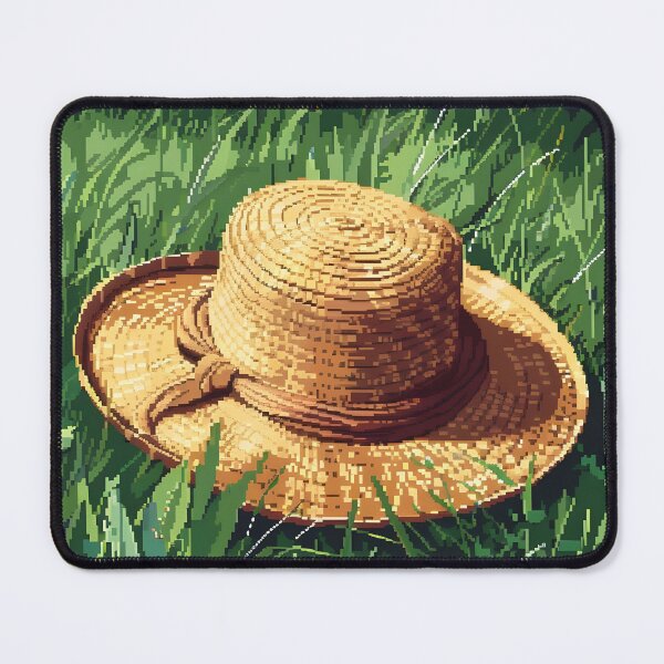 Item preview, Straw hat in the grass PIXEL ART designed and sold by HappyStickBike.