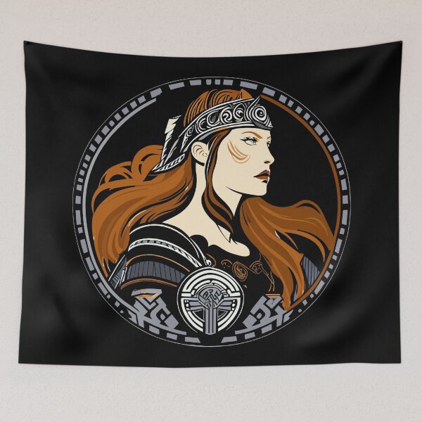 Item preview, Brown Haired The Warrior Queen Illustration designed and sold by AgarutanPrint.