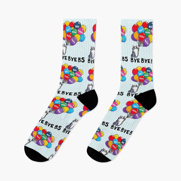 Item preview, Funny cute Cat with Balloons - Bye Bye BS. Gift for cat lovers and mental health advocates designed and sold by Unitepeople.