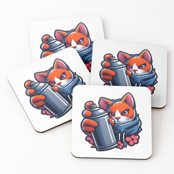 Item preview, a cat holds the graffiti can in front of him designed and sold by bernhagen.
