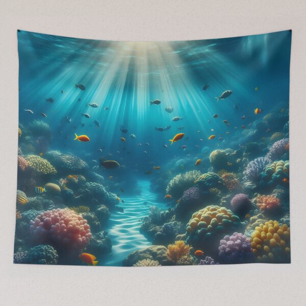 Item preview, Stunning underwater scene with fish & sunbeams - perfect for nature lovers! designed and sold by PandaTShirtShop.