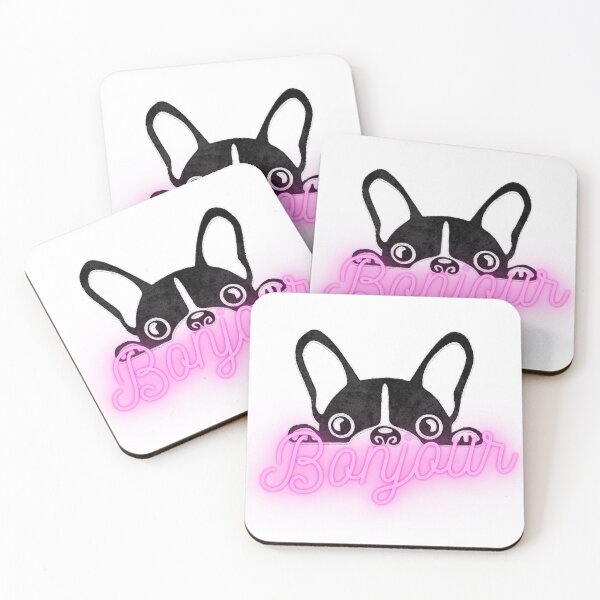 Item preview, "Bonjour"  - The elegance of the French greeting with The charming presence of a French bulldog. designed and sold by MomonoShop.