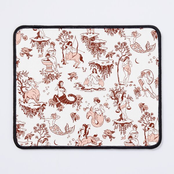 Item preview, Ruby Pink Zodiac Sign Toile Pattern. Horoscope & Astrology Boho Room Decor designed and sold by The Whiskey Ginger Design Shop.