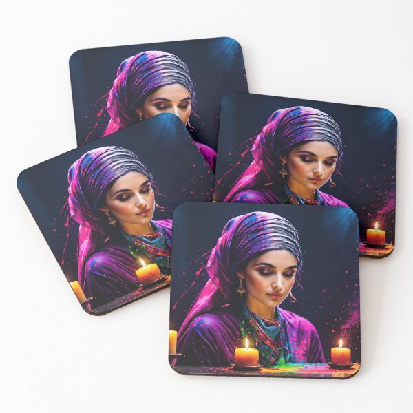 Item preview, Jewish Woman in front of Shabbat Candles designed and sold by KnowingHeart.