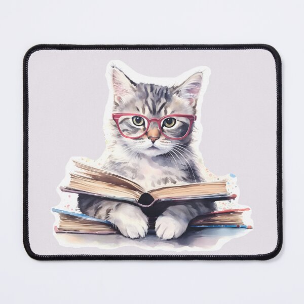 Item preview, studious cat designed and sold by Banna Baber.