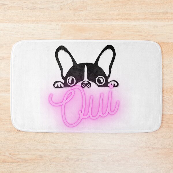 Item preview, "Oui" - the French word for "Yes" alongside the delightful image of a French bulldog.  designed and sold by MomonoShop.