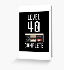 Level 40 vervollständigen 40. Geburtstagsgeschenk Pixel Retro Video Game T-Shirt Grußkarte