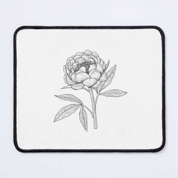 Item preview, Peony flower in black and white designed and sold by Katerina Mitkova Kirilova.