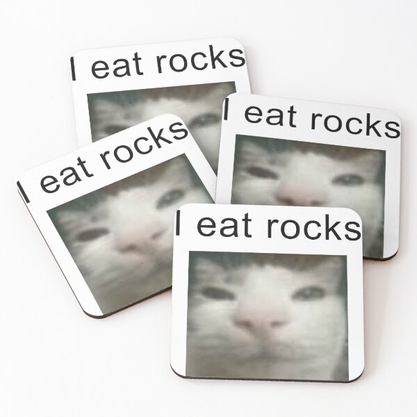Item preview, I eat rocks cat designed and sold by Derpymelone.