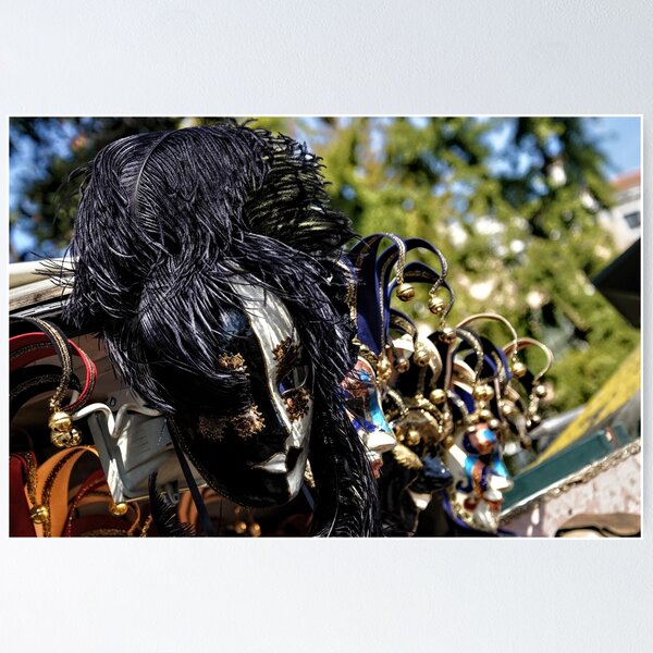 Item preview, Impressions of Venice - Black and White Fantasy Face With Feathers designed and sold by Georgia Mizuleva.