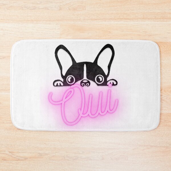 Item preview, "Oui" - "Yes" alongside the delightful image of a French bulldog.  designed and sold by MomonoShop.