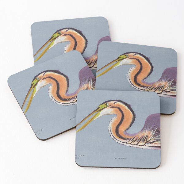 Item preview, A purple heron against a blue-grey water background designed and sold by BrianEydenArt.