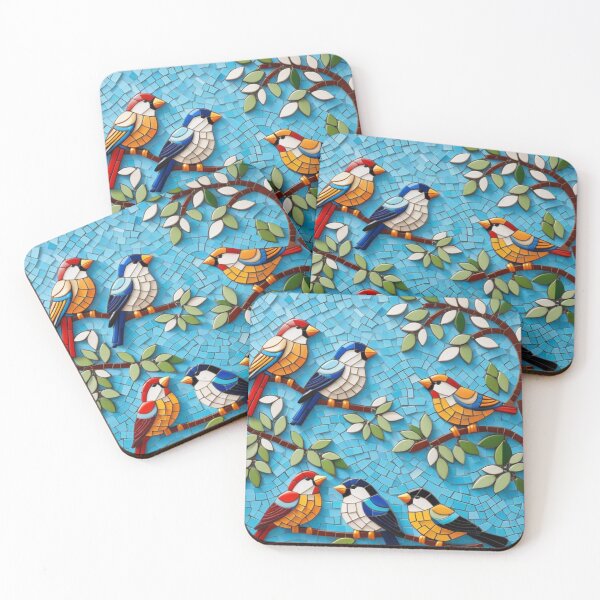 Aperçu de l'œuvre  "Oiseaux colorés dans une mosaïque artistique" créée et vendue par NMProductos.