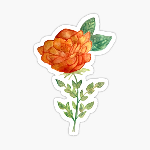 Item preview, Red and orange rose with leave designed and sold by Beeinbliss.