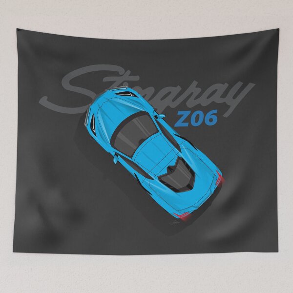 Item preview, Chevy Corvette C8 Blue Top Down Illustration designed and sold by blackdogshop.