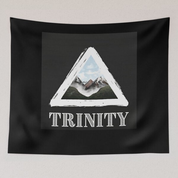 Item preview, Holy TRINITY  in triangle with universe and mountains christian happy cute  gifts  designed and sold by thankful-loco.