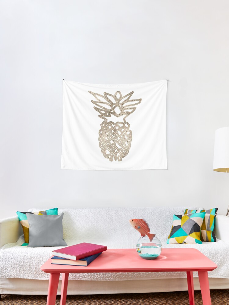 Golden Rose Pineapple Tapestry By Roseaesthetic Redbubble