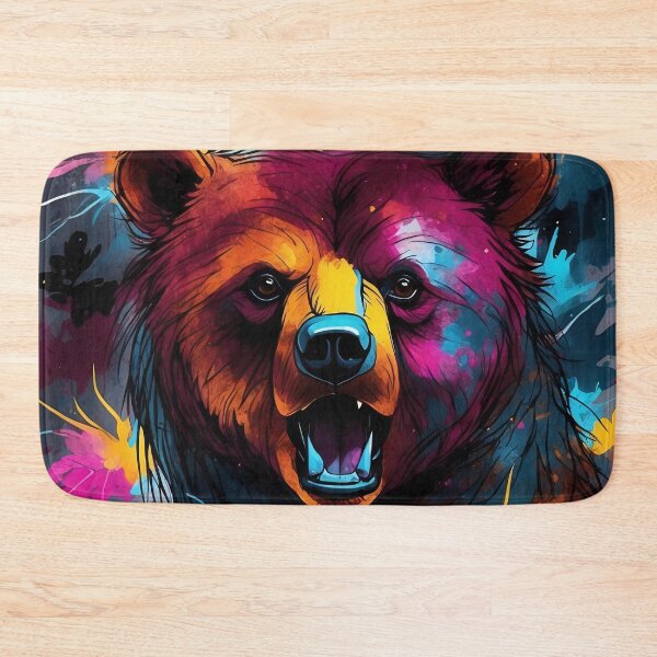 Item preview, Vibrant Fierce Bear Colourful Wildlife Art designed and sold by ArtComixHaven.
