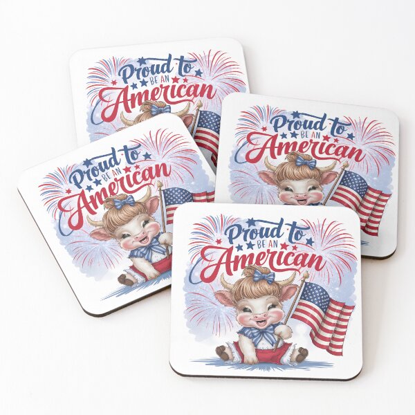 Item preview, Patriotic Highland Cow - Proud To Be An American - 4th of July designed and sold by Lola Mystique Boutique.