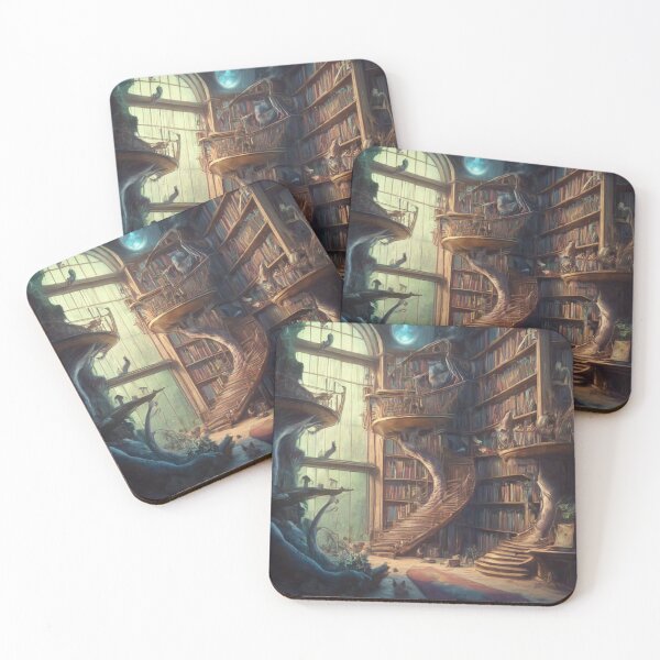 Item preview, Fantasy Library with Spiral Staircase designed and sold by BestArtByArvind.