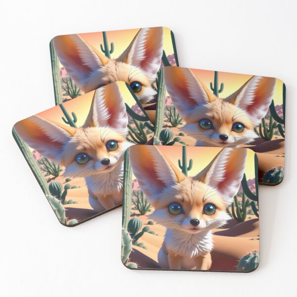 Item preview, Cute Fennec Fox In A Cactus Desert designed and sold by TheArtOfPat.