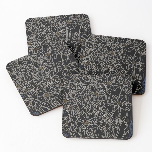 Item preview, Flores de crisantemo Margarita, Floral negro oscuro designed and sold by Julia Khoroshikh.