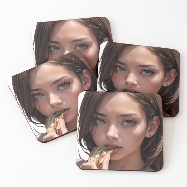 Item preview, AI-Generated Portrait of a Girl Eating a Sandwich designed and sold by EleganceStudio.