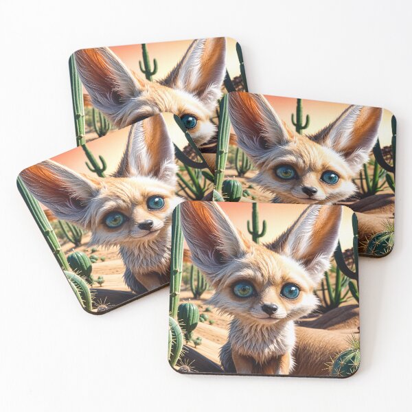 Item preview, Cute Fennec Fox In A Cactus Desert designed and sold by TheArtOfPat.