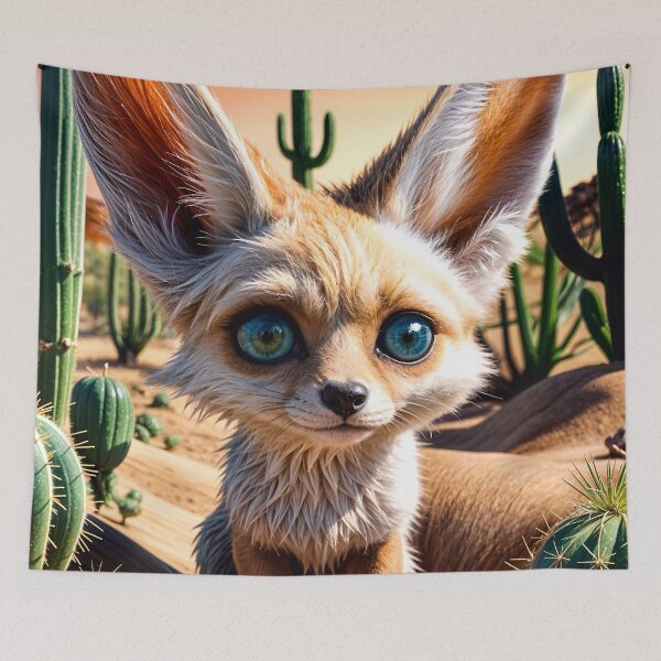 Item preview, Cute Fennec Fox In A Cactus Desert designed and sold by TheArtOfPat.