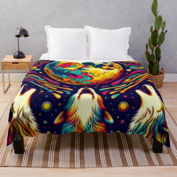 Item preview, Three Wolves Howling At The Moon Psychedelic designed and sold by BassHeadMomma.