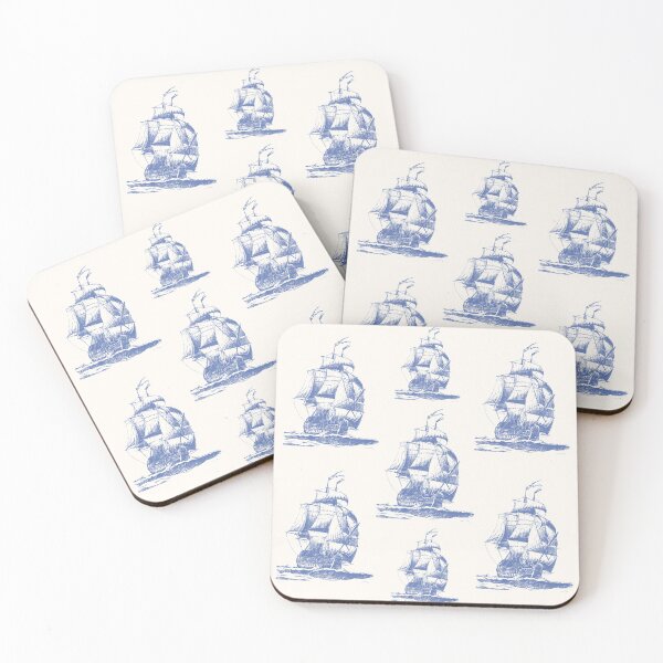 Item preview, Blue Outline Ships Vintage designed and sold by HeyDaisyShop.