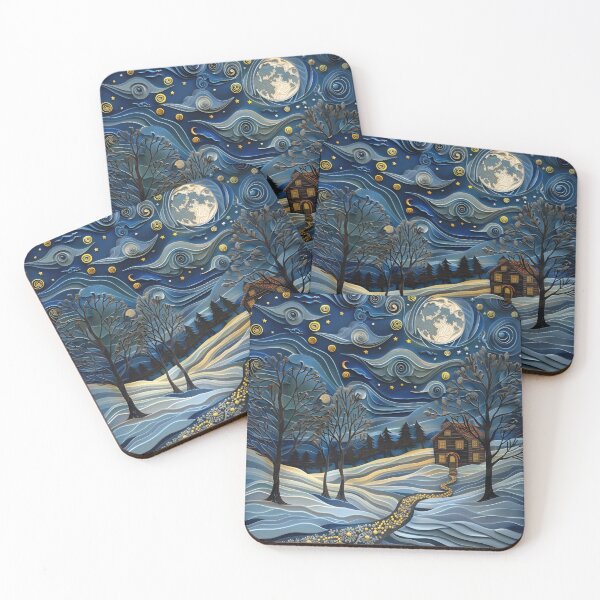 Item preview, Winter landscape with trees, moon and stars designed and sold by silduna.