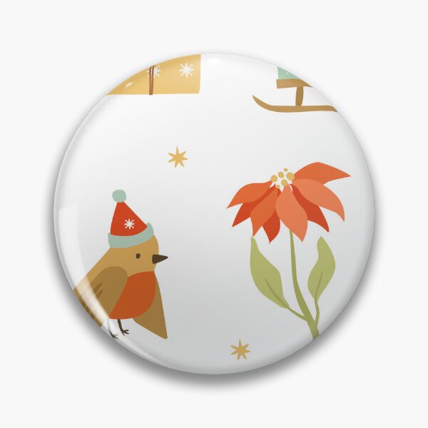 Item preview, "Winter Wonderland: Bullfinches, Flowers, Houses, and Gifts Seamless Pattern" designed and sold by hjian8219.