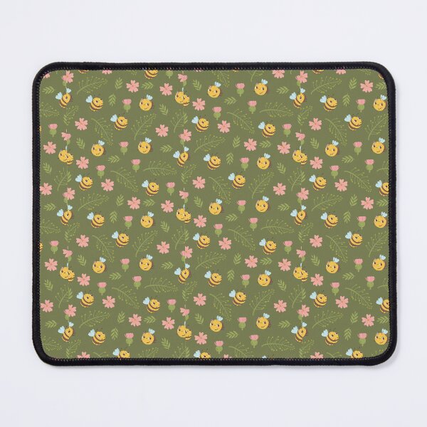 Item preview, Buzzing Bliss: Cute Bees in Green Meadow Seamless Pattern" designed and sold by hjian8219.