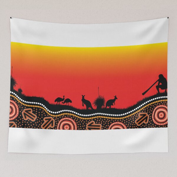 Item preview, Authentic Aboriginal Art - Outback sunset designed and sold by HogarthArts.