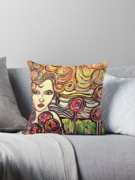 Rainbow Girl Throw Pillow