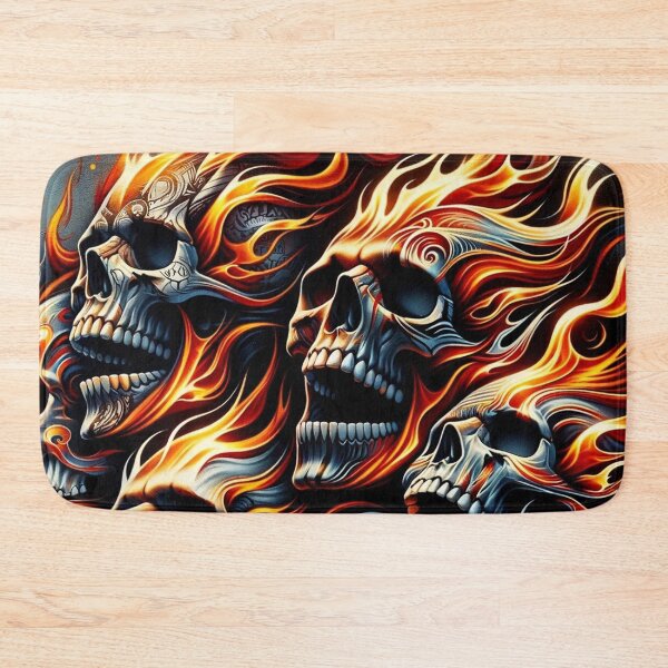 Item preview, Flaming Skulls Pattern Print designed and sold by PinUpPizzazz.