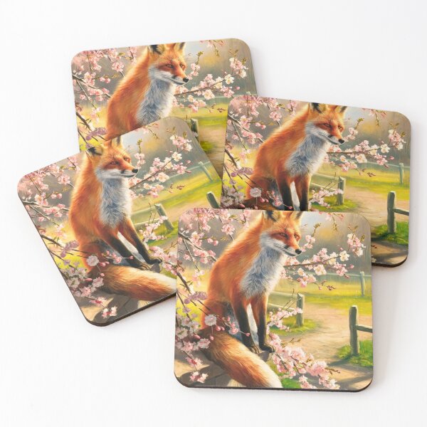 Artikelvorschau, Fuchs-Portrait. Fuchs mit Kirschblüte, Blumenfuchs, Vintage-Fuchs, Fuchs-Gemälde, Johannes Vermeer-Stil entworfen und verkauft von FoxVibes.