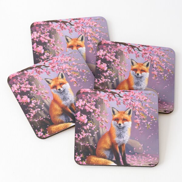 Artikelvorschau, Fuchs-Portrait. Fuchs mit Kirschblüte, Blumenfuchs, Vintage-Fuchs, Fuchs-Gemälde, Johannes Vermeer-Stil entworfen und verkauft von FoxVibes.