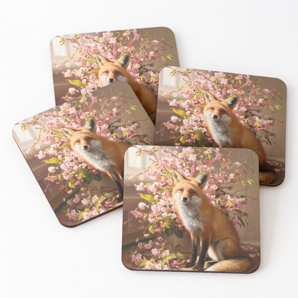 Artikelvorschau, Fuchs-Portrait. Fuchs mit Kirschblüte, Blumenfuchs, Vintage-Fuchs, Fuchs-Gemälde, Johannes Vermeer-Stil entworfen und verkauft von FoxVibes.