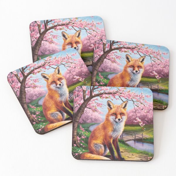 Artikelvorschau, Fuchs-Portrait. Fuchs mit Kirschblüte, Blumenfuchs, Vintage-Fuchs, Fuchs-Gemälde, Johannes Vermeer-Stil entworfen und verkauft von FoxVibes.