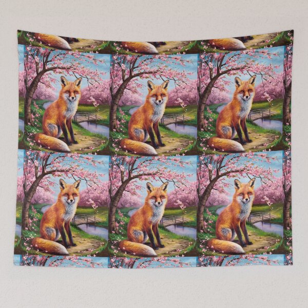 Artikelvorschau, Fuchs-Portrait. Fuchs mit Kirschblüte, Blumenfuchs, Vintage-Fuchs, Fuchs-Gemälde, Johannes Vermeer-Stil entworfen und verkauft von FoxVibes.