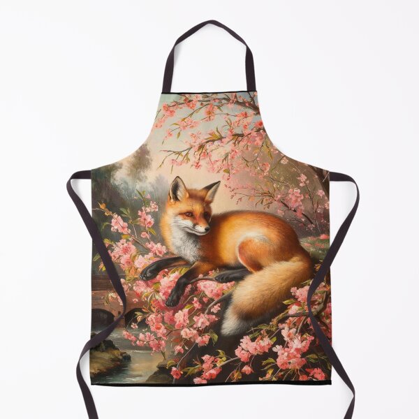 Artikelvorschau, Fuchs-Portrait. Fuchs mit Kirschblüte, Blumenfuchs, Vintage-Fuchs, Fuchs-Gemälde, Johannes Vermeer-Stil entworfen und verkauft von FoxVibes.