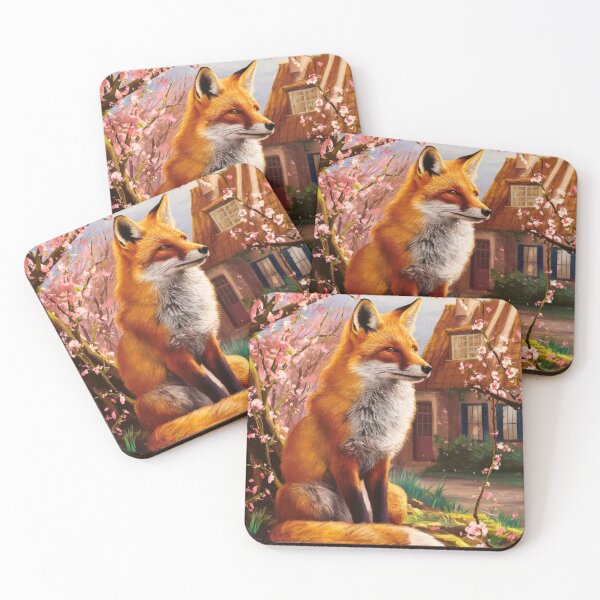 Artikelvorschau, Fuchs-Portrait. Fuchs mit Kirschblüte, Blumenfuchs, Vintage-Fuchs, Fuchs-Gemälde, Johannes Vermeer-Stil entworfen und verkauft von FoxVibes.