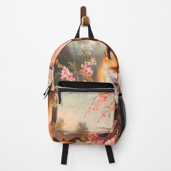 Item preview, Fox Portrait. Fox with cherry blossom, floral fox, vintage fox, fox painting, Johannes Vermeer style designed and sold by FoxVibes.
