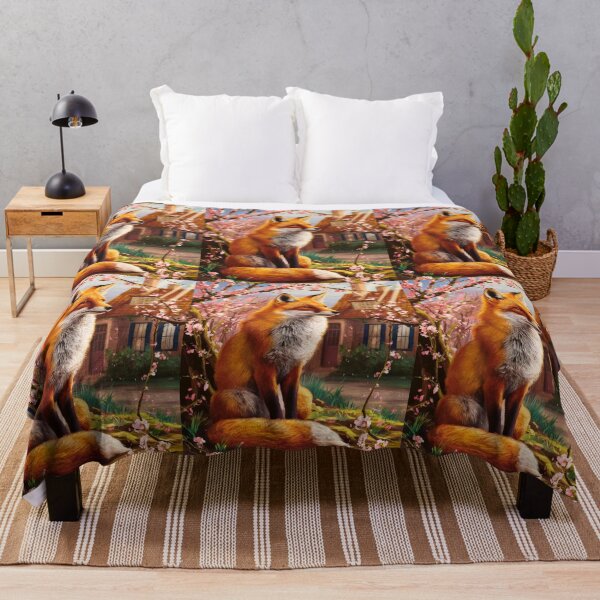 Artikelvorschau, Fuchs-Portrait. Fuchs mit Kirschblüte, Blumenfuchs, Vintage-Fuchs, Fuchs-Gemälde, Johannes Vermeer-Stil entworfen und verkauft von FoxVibes.