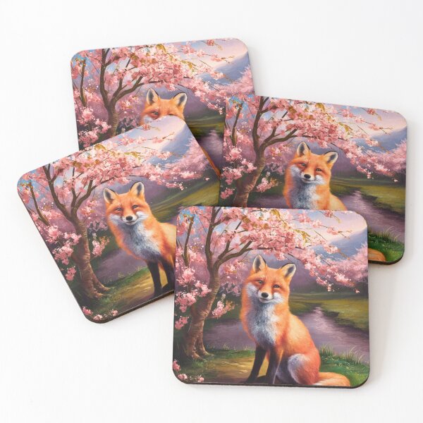 Artikelvorschau, Fuchs-Portrait. Fuchs mit Kirschblüte, Blumenfuchs, Vintage-Fuchs, Fuchs-Gemälde, Johannes Vermeer-Stil entworfen und verkauft von FoxVibes.