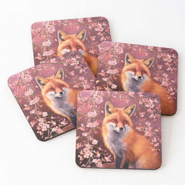 Artikelvorschau, Fuchs-Portrait. Fuchs mit Kirschblüte, Blumenfuchs, Vintage-Fuchs, Fuchs-Gemälde, Johannes Vermeer-Stil entworfen und verkauft von FoxVibes.