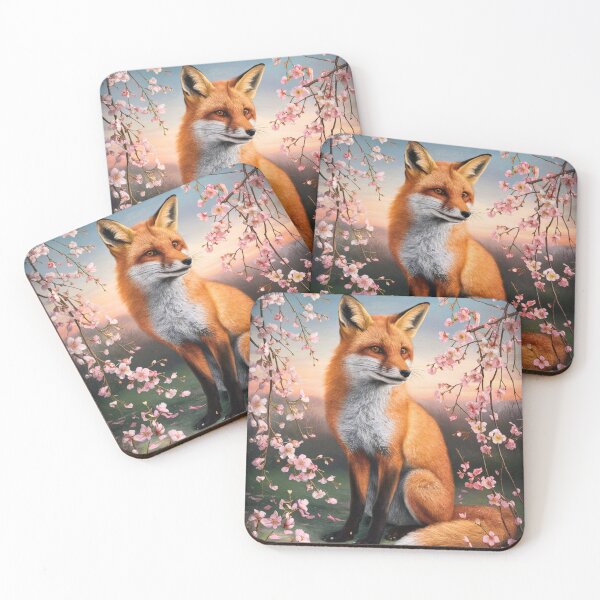 Artikelvorschau, Fuchs-Portrait. Fuchs mit Kirschblüte, Blumenfuchs, Vintage-Fuchs, Fuchs-Gemälde, Johannes Vermeer-Stil entworfen und verkauft von FoxVibes.