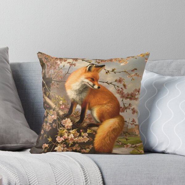 Item preview, Fox Portrait. Fox with cherry blossom, floral fox, vintage fox, fox painting, Johannes Vermeer style designed and sold by FoxVibes.